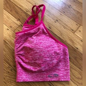 Pink Heathered Sports Bra, removable cups